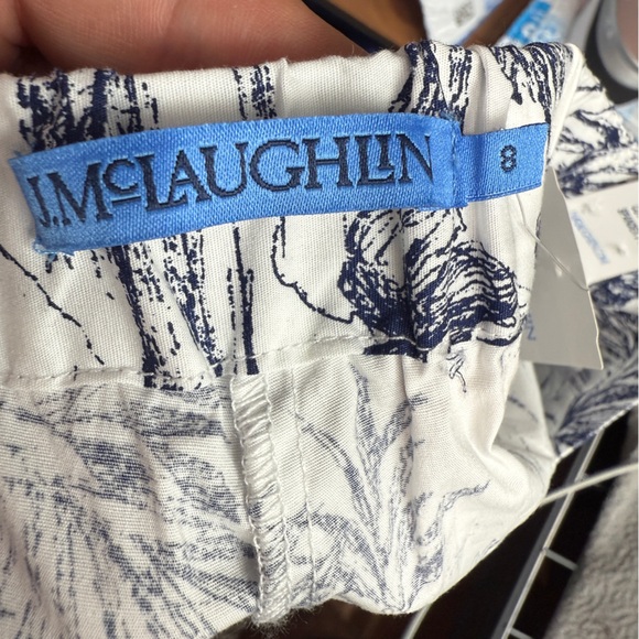 J. McLaughlin White Navy Floral Amal Print Long Bottoms Women's 8 NWT R $198 - Picture 3 of 16